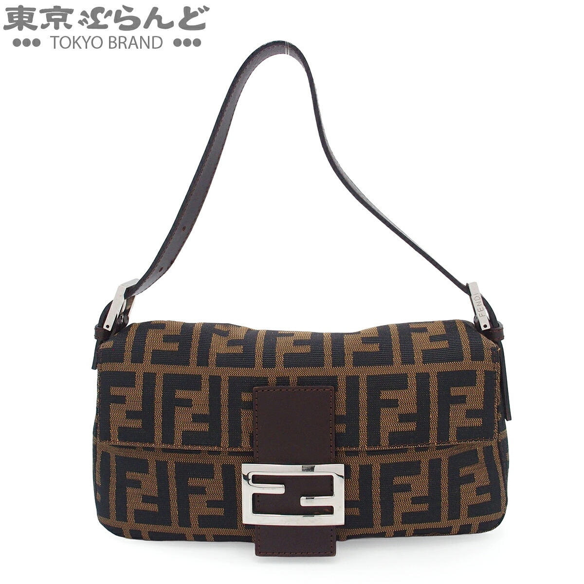 【5%クーポン♪4.14～4.27】【中古】【返品可】フェンディ FENDI マンマバケット セミショルダーバッグ レディース レザー ジャガードナイロン ズッカ柄 ブラウンxカーキ シルバー金具 33492 26424 008 [送料無料]【ポイント5倍●4.14～4.27】 101851498 108,900円