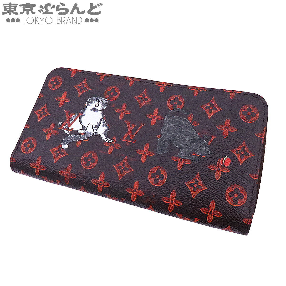 【中古】【返品可】ルイヴィトン LOUIS VUITTON ジッピーウォレット レディース トランスフォームド・モノグラム キャットグラム オレンジ色 ゴールド金具 M63875 [貨物輸送無料] 101873699