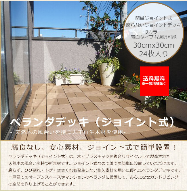ベランダデッキ（ジョイントデッキ）24枚1セット商品（2梱包）【腐らないベランダデッキ、DIYで簡単設置】｜東京ガーデニングスタイル