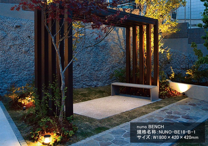 nunoBENCH/標準尺度名まえ：NUNO-BE18-B-1、大きさ：W1800×420×420粍【打放し風完成 高甚だしい衣料繊維強化混凝土 混凝土 布長椅子 総有長椅子 営利主義併設長椅子 ニッコーエクステリア 日本興業株式会社製】