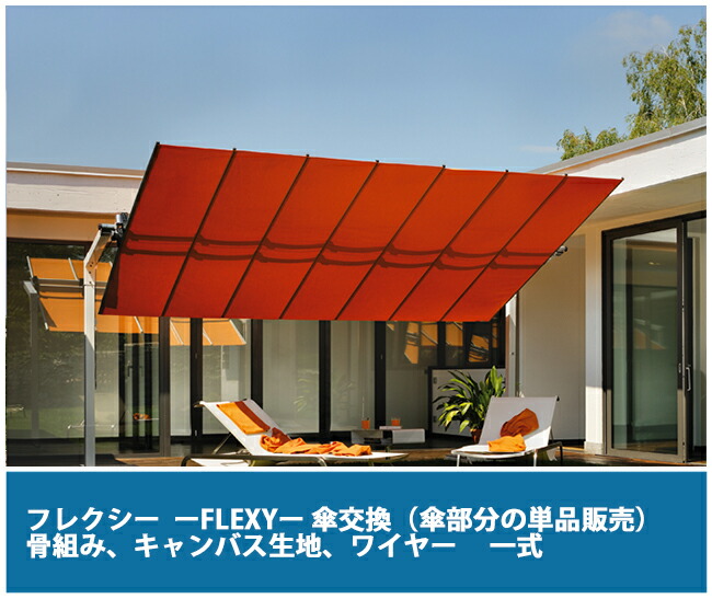 【庭園日がさ】イタリア共和国FIM社/フレクシー（FLEXY）/取り替えっこ用スペア部品日がさ ※日がさ本体ではありません。【一とおり、帆布出どころ、針金 一揃い】