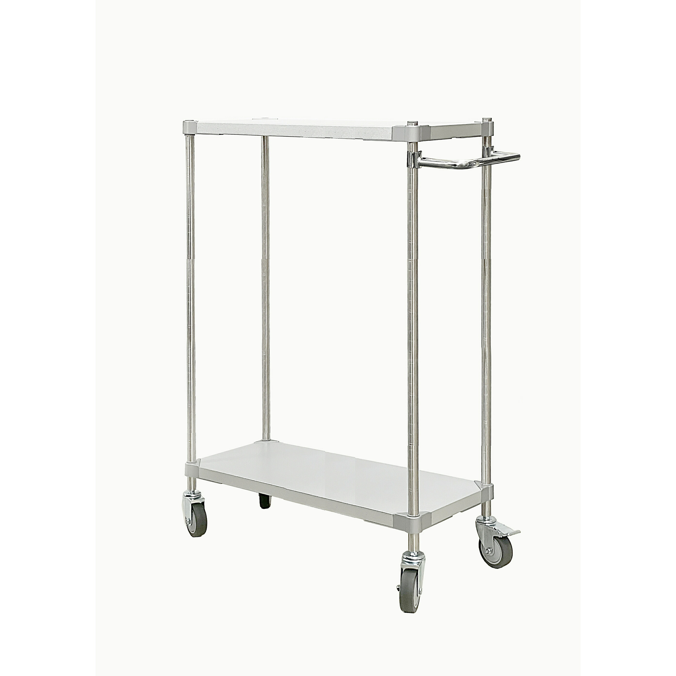 【PROFACE】ガルバリウムシェルフワゴン 2段 ワゴン 取手付き 奥行35cm 幅90cm 高さ135cm 衛生 食品 棚 頑丈 抗菌 シェルフ ソリッド 収納 保管|家具の楽園