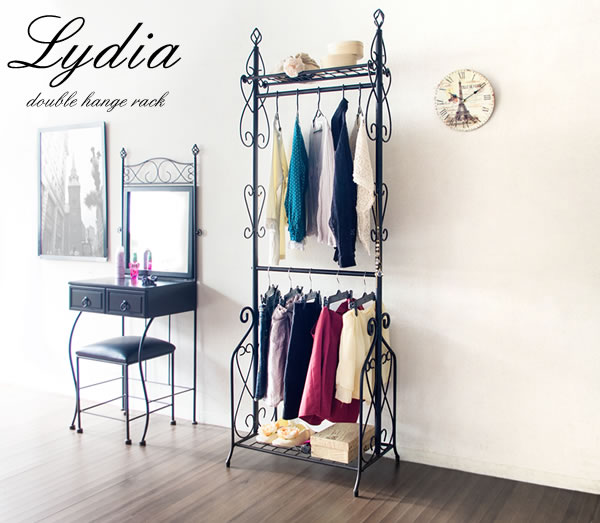 ♡ ダブルハンガーラック リディア ホワイト [6071] ダブルハンガーラック Lydia(リディア) 幅63cm DS-HS3226Nの通販情報