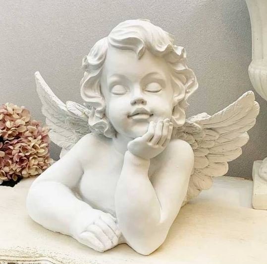 輸入雑貨 置物 天使 エンジェル オブジェ オーナメント エンゼル クラシック イタリアン 頬づえ 14411AL｜家具の楽園