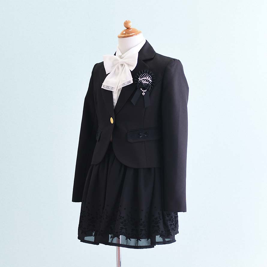【レンタル】子供服 フォーマル レンタル 女の子【FG0059】【140】【黒】【hiromichi nakano】女の子 子供 スーツ レンタル/入学式/卒業式/卒園式/七五三/お呼ばれ/結婚式/冠婚葬祭/お受験服