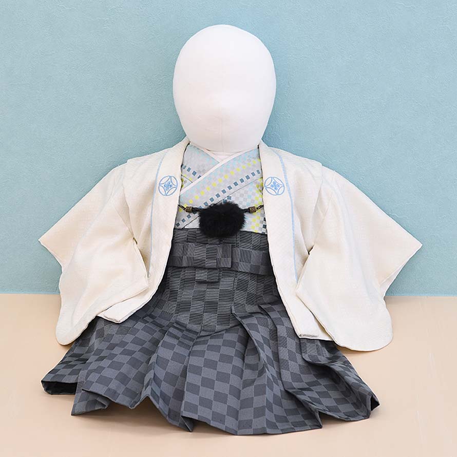【レンタル】ベビー 着物 レンタル 男の子【0B0002】【100日～1歳】【白/無地|袴】お食い初め/初節句/端午の節句/百日祝い/100日祝い/1歳/1才/衣装 レンタル 7,040円