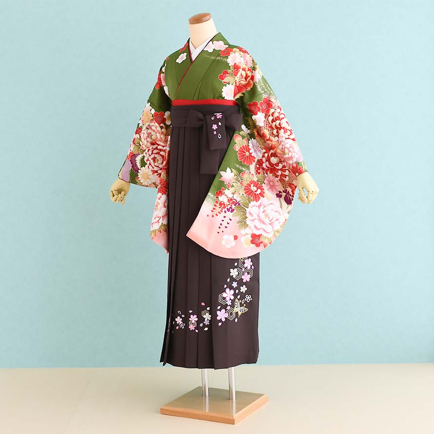 【レンタル】卒業式 袴 レンタル セット 女【SF0036】【深緑/花柄|茶/刺繍・桜】【菜々緒】 13,104円