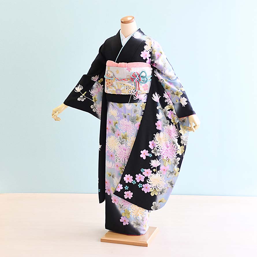 【レンタル】振袖レンタル 成人式 フルセット【FS0073】【黒/花柄・花】｜東京レンタルいしょう　店