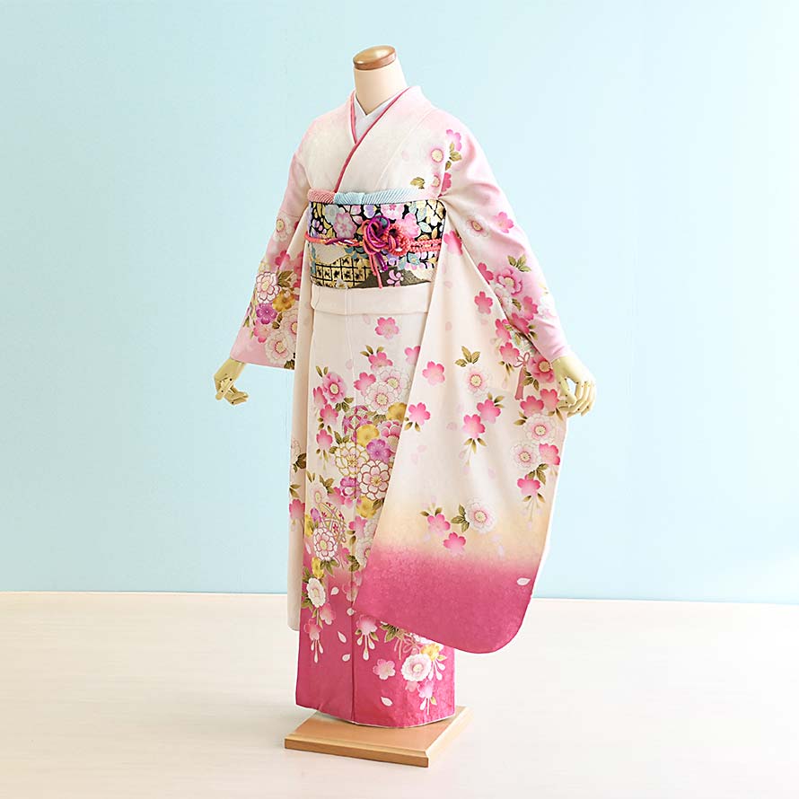 【レンタル】振袖レンタル 結婚式 結納 フルセット【FS0102】【白/花柄・花】