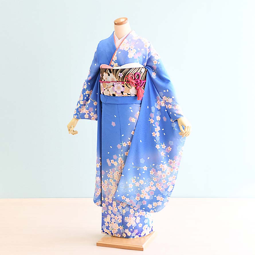 【レンタル】振袖レンタル 成人式 フルセット【FS0108】【水色/花柄・桜】
