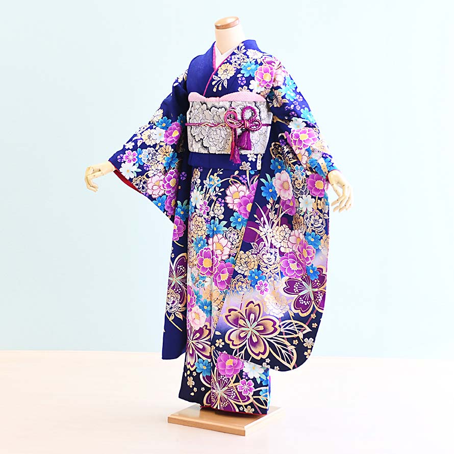 【レンタル】振袖レンタル 結婚式 結納 フルセット【FS0425】【青/桜】