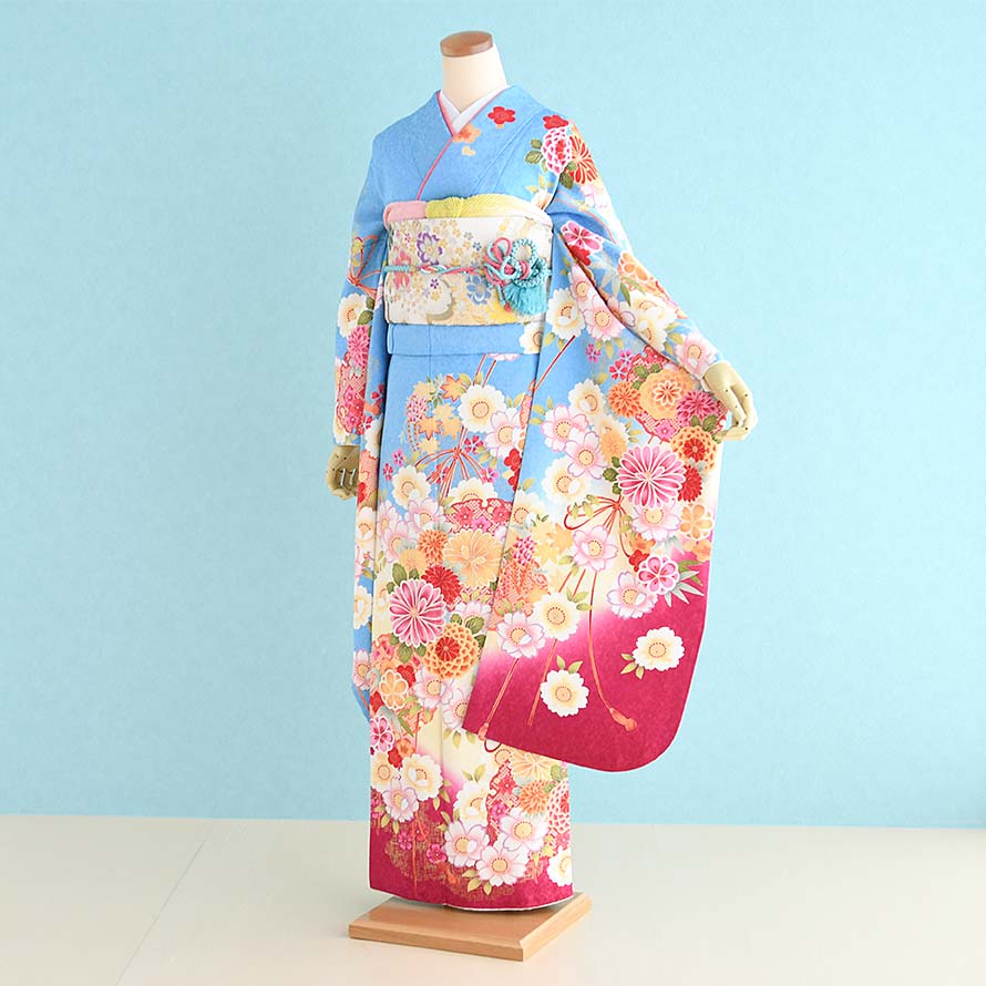 【レンタル】振袖レンタル 成人式 フルセット【FS0437】【水色/桜】