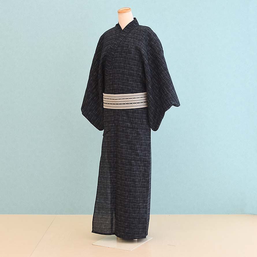 【レンタル】浴衣レンタル メンズ ゆかた【YM0012】【黒/絣】30代/40代/50代/60代｜東京レンタルいしょう　店