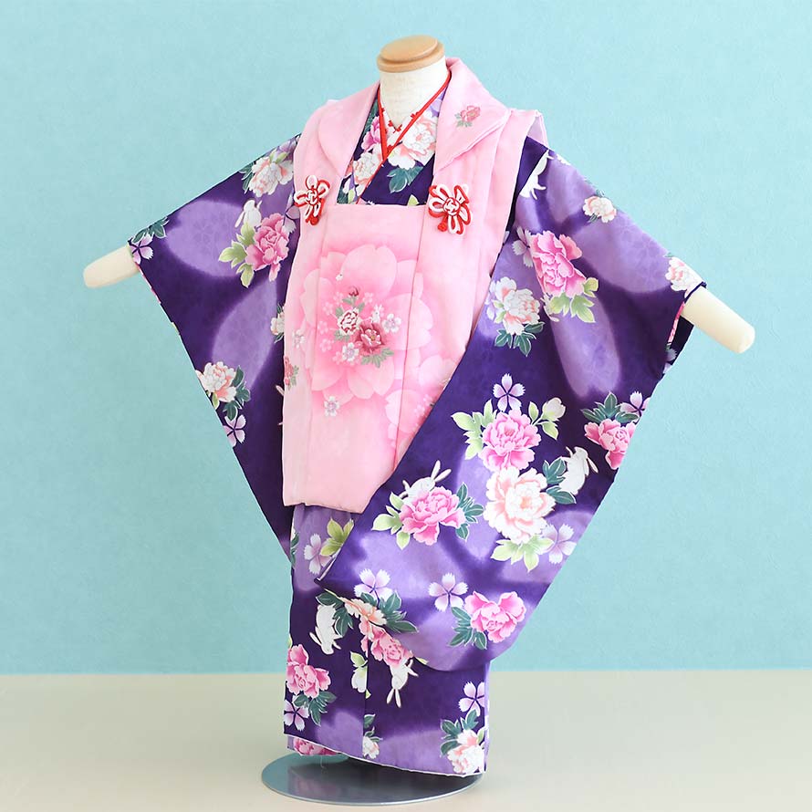 【レンタル】七五三 着物 3歳 女の子 フルセット レンタル【030014】【紫×ピンク/花】【キクチリョウコ】七五三 レンタル 3歳/三歳/3才/女児/753 6,084円