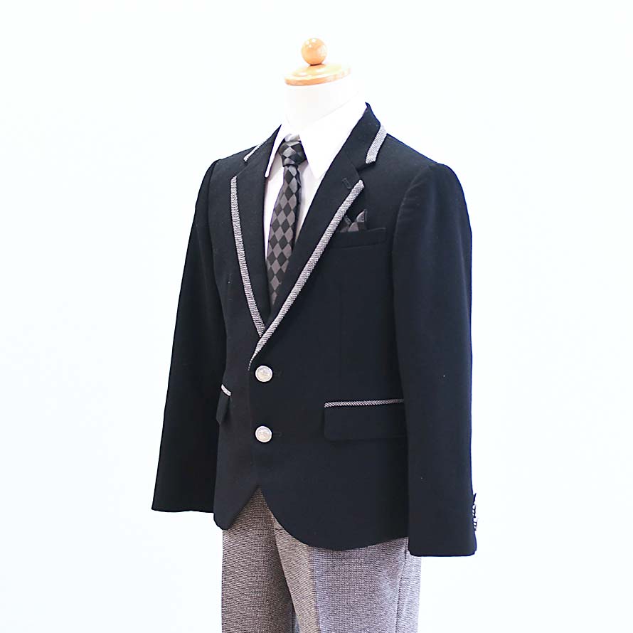 【レンタル】子供服 フォーマル レンタル 男の子【FB0008】【120/半ズボン】【黒|グレー】【MICHIKO LONDON】男の子 子供 スーツ レンタル/入学式/卒業式/卒園式/七五三/お呼ばれ/結婚式/冠婚葬祭/お受験服｜東京レンタルいしょう　店
