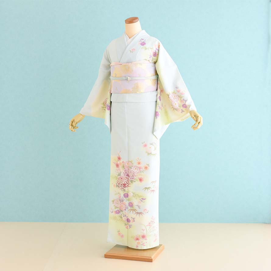 着物　訪問着　フルセット　正絹　淡いピンク　花 結婚式　七五三　E1 楽天市場】【レンタル】【訪問着・ピンク 桜】正絹訪問着レンタル 訪問