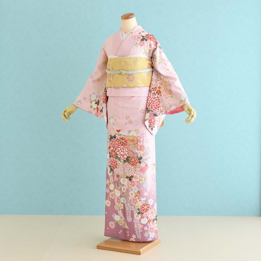 【レンタル】訪問着 レンタル フルセット 【HM0028】【うすピンク/花】【HL（アッシュエル）】着物 レンタル 訪問着/結婚式/結納/入学式/卒業式/入園式/卒園式/お宮参り/七五三/母/ママ