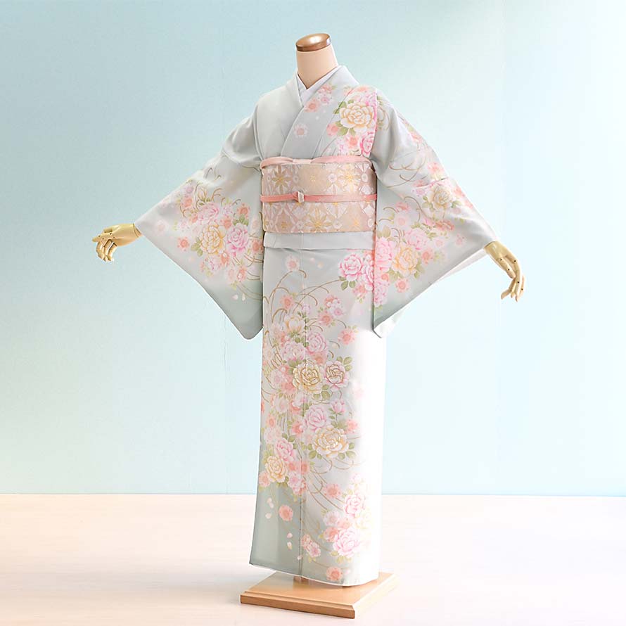 楽天市場】【レンタル】訪問着 レンタル フルセット 【HM0024】【水色