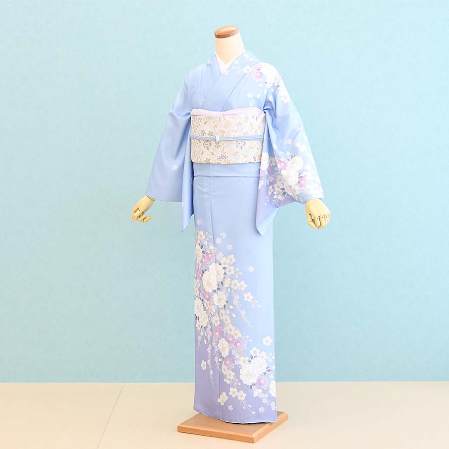 【レンタル】訪問着 レンタル フルセット【HM0044】【水色/花】着物 レンタル 訪問着/結婚式/結納/入学式/卒業式/入園式/卒園式/お宮参り/七五三/母/ママ｜東京レンタルいしょう　店
