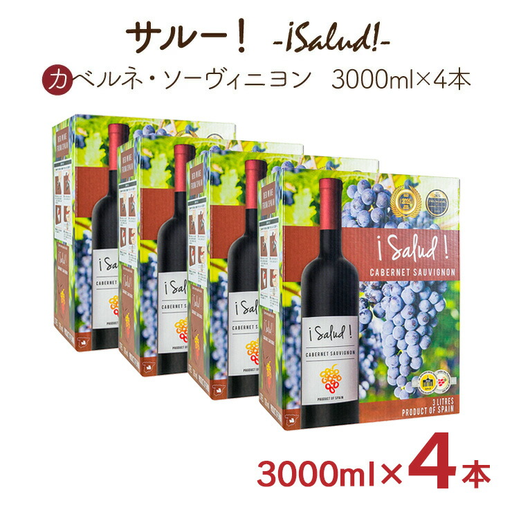 サルー カベルネ ソーヴィニヨン 3000ml 4本 赤ワイン セット ミディアムボディ スペイン ボックスワイン 箱ワイン ワインボトル16本分 送料無料