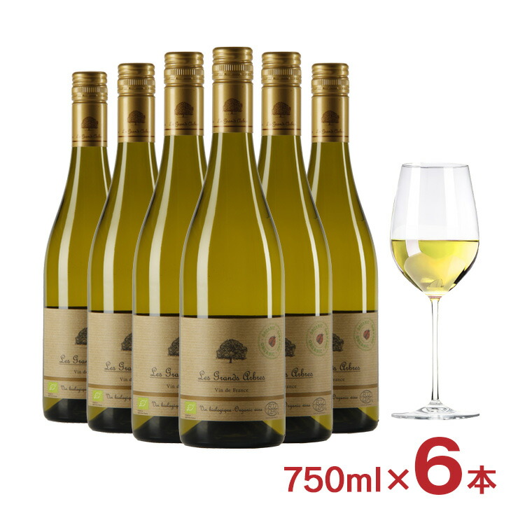 ワイン 白 レ・グランザルブル オーガニック ブラン 750ml 6本 フランス 辛口 送料無料 取り寄せ品