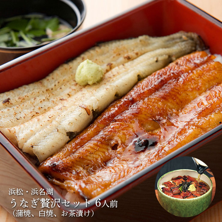 【7/19 20:00～7/26 1:59 エントリーでP5倍】うなぎ 浜松 浜名湖 うなぎ贅沢セット 6人前 蒲焼 白焼 お茶漬け 国産 冷凍 送料無料 産地直送｜東京酒粋