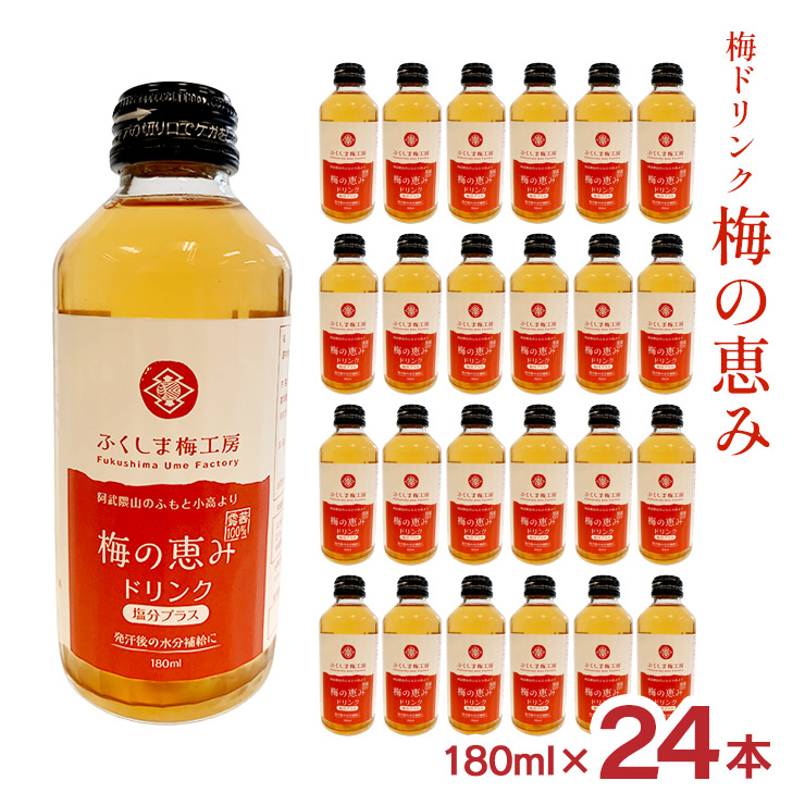 【4/4 20:00～4/10 1:59 エントリーでP10倍】梅農園 ふくしま梅工房 梅の恵み ドリンク 塩分プラス 180ml 24本 梅ドリンク 大内安男商店 福島県 露茜 つゆあかね 送料無料