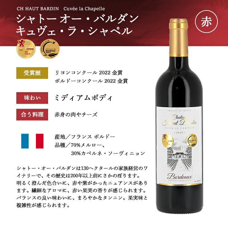 ボルドー金賞受賞ワインセット 6本セット 750ml×6本 ボルドー 赤ワイン 