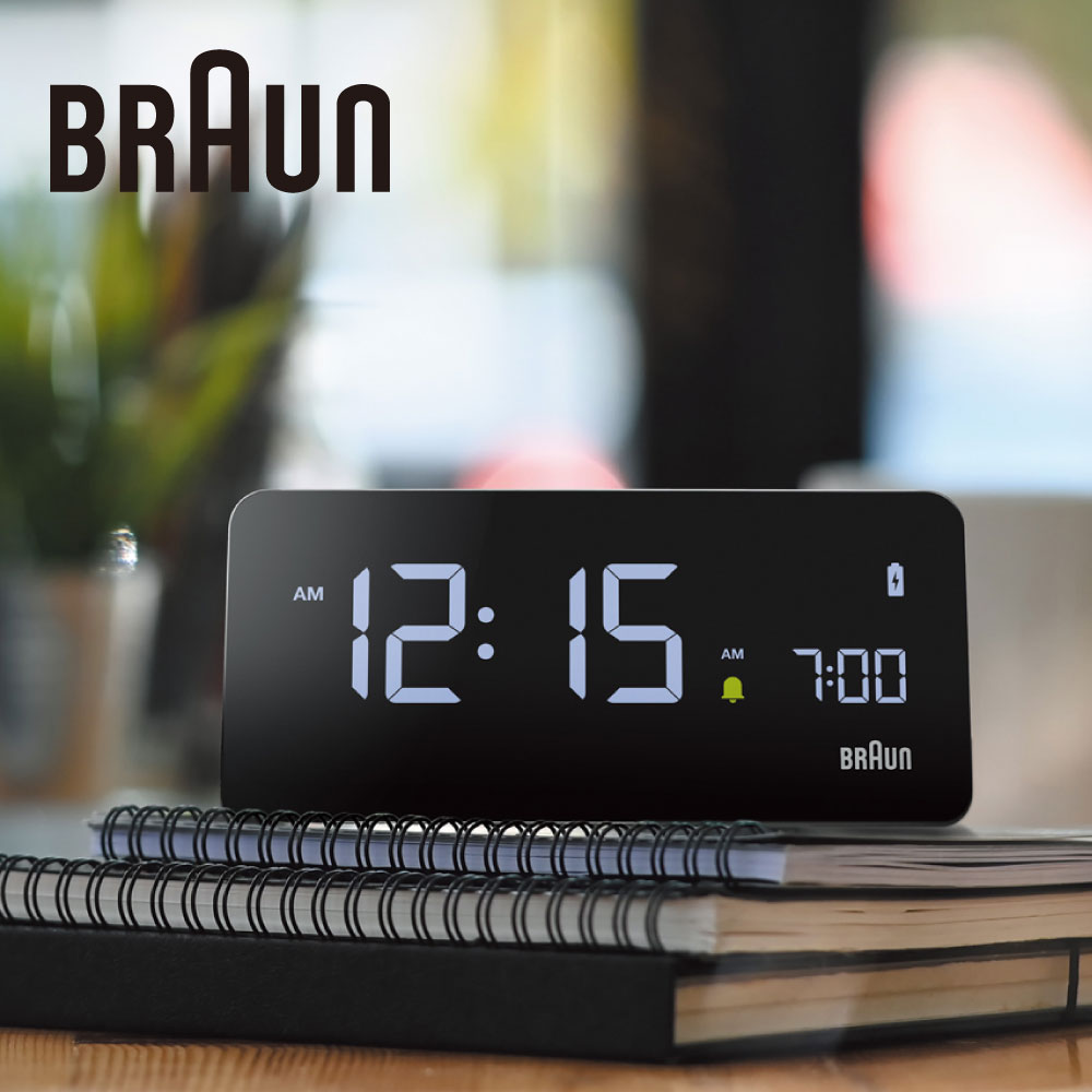 デジタルクロック ブラウン 置き時計 BRAUN Digital Alarm Clock Qi ワイヤレス充電 BC21B スマホ充電 Qi対応 iPhone スマートフォン 正規品 デジタル テーブルクロック アラーム 卓上 目覚まし時計 スヌーズ 急速充電｜東京ウォッチスタイル