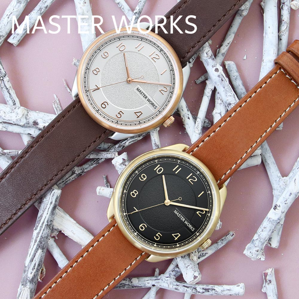 ペアウォッチ 2本セット マスターワークス 腕時計 メンズ レディース MASTER WORKS Quattro 003 MW06SRS-ECDBO8 MW06YB-ECLBO8 39mm レザーベルト 革ベルト お揃い ギフト 男性 女性 カップル 記念日 バレンタインデー ホワイトデー プレゼント おすすめ