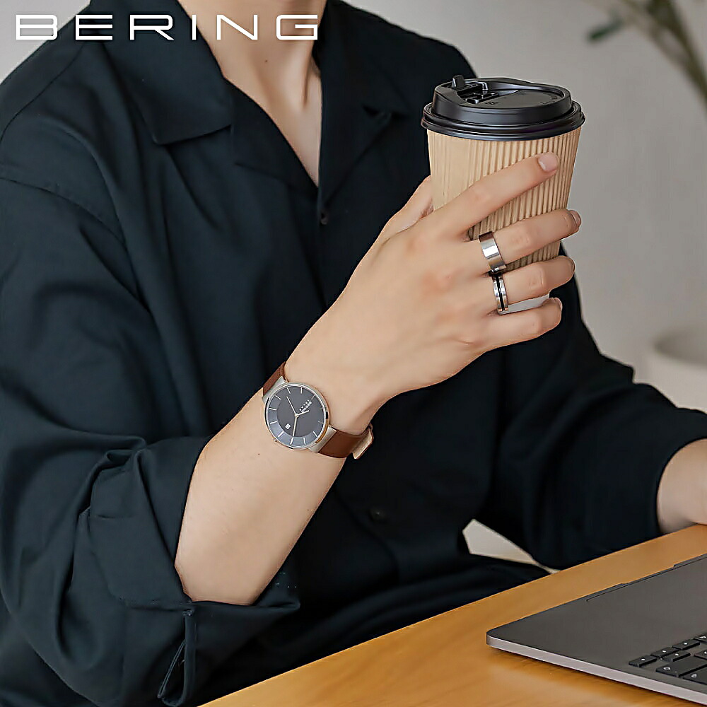 ベーリング 腕時計 メンズ BERING Navy Blue Scandinavian Solar Pair Collection 14639-507 ベーリング スカンジナビアンソーラー メンズウォッチ ソーラーウォッチ レザーベルト 革ベルト 3針 シンプル アナログ 電池交換不要|東京ウォッチスタイル