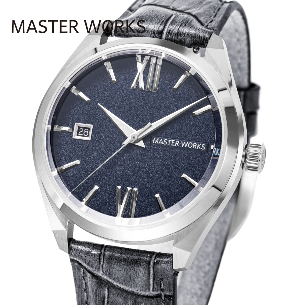 マスターワークス 腕時計 日本製 メンズ 自動巻き MASTER WORKS Angoloacuto MW31LSBLGY アンゴロアクト 機械式腕時計 オートマチック ステンレスケース 40mm シースルーバック スケルトン レザー 革ベルト