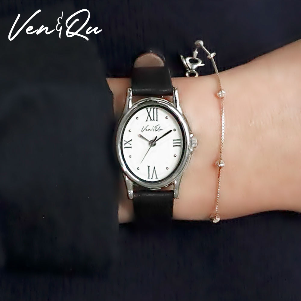 ベンキュー 腕時計 レディース Ven & Qu GEM Leather 1950B-BL レザーベルト ブラック アンティーク 腕時計 レディース ブランド おしゃれ レディースウォッチ 小ぶり 華奢｜東京ウォッチスタイル