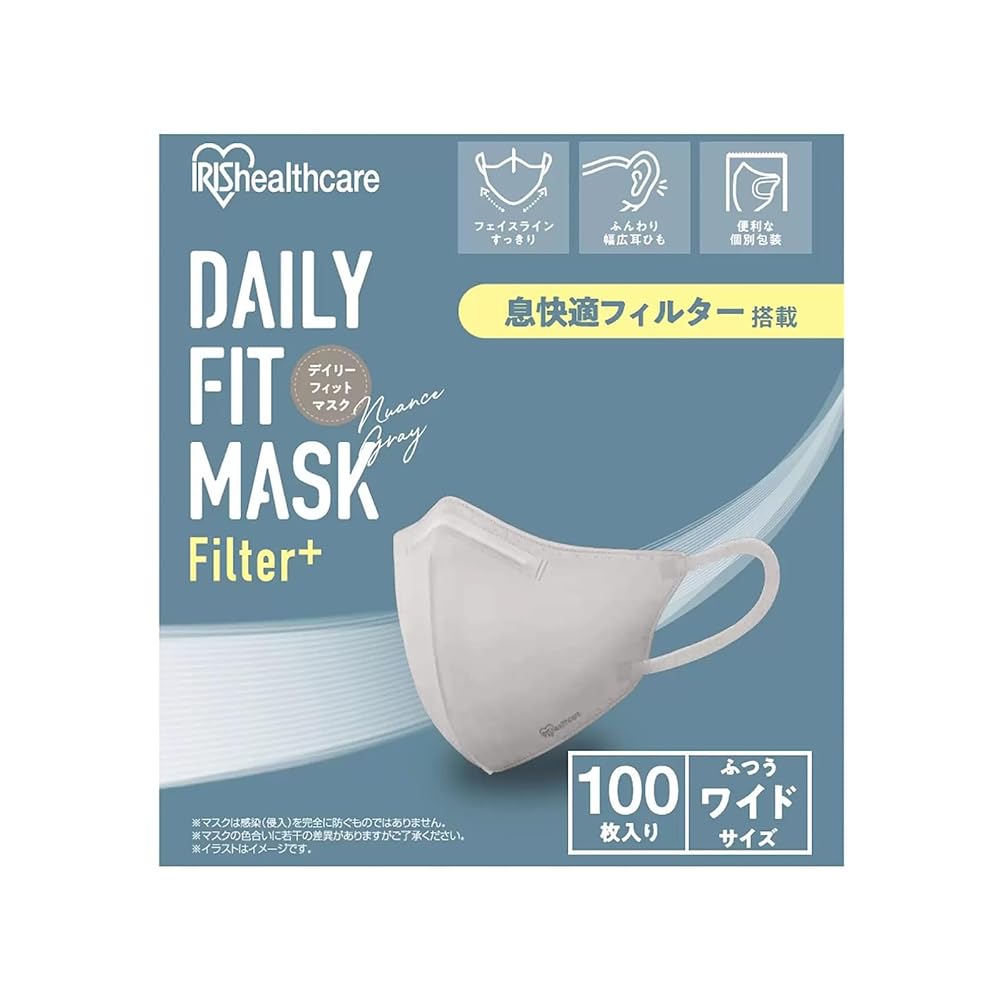 コストコ アイリスオーヤマ デイリーフィットマスク 立体 水漉し足し加える ふつう広広とした大きさ 100枚 花粉 濾過性病原体水しぶき はい芽水しぶき PM2.5 立体つら構え パステル色の 一方ならずならない 填まる