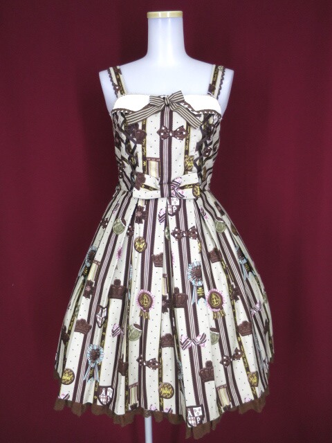 【中古】Angelic Pretty / Chocolate Rosette襟付きジャンパースカート アンジェリックプリティ チョコレートロゼット B25272_2104|Tokyo Alice 楽天市場店