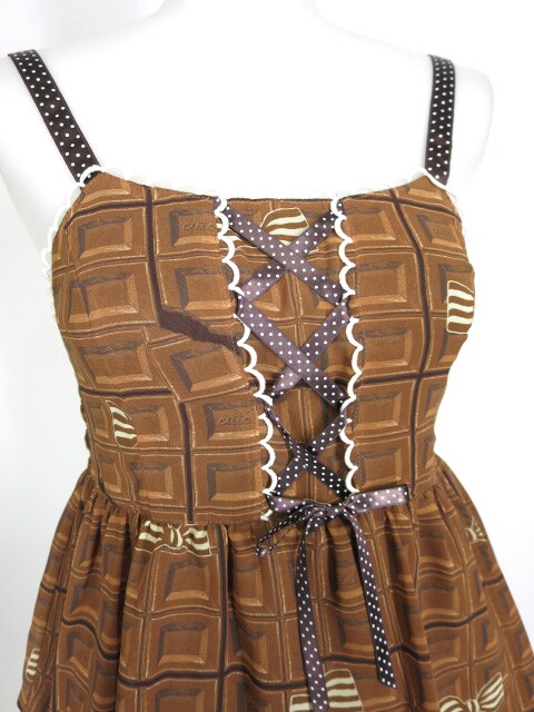 楽天市場 中古 Emily Temple Cute チョコ リボンプリントティアードノースリーブワンピース エミリーテンプルキュート B 2104 Tokyo Alice 楽天市場店