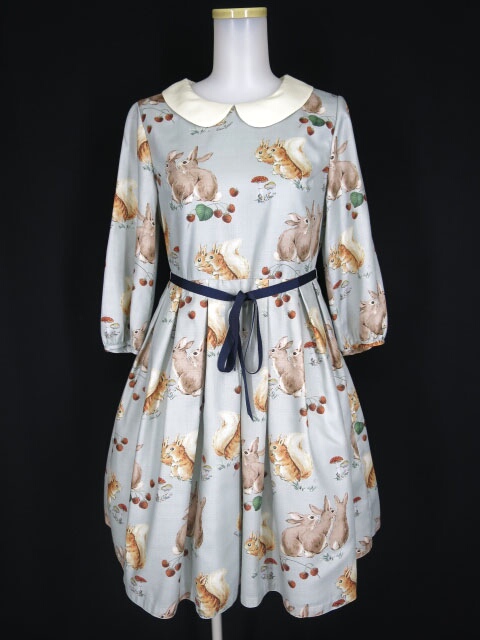 楽天市場 Leur Getter Autumn Park袖付きワンピース ルルゲッタ リス どんぐり柄 B 2105 Tokyo Alice 楽天市場店