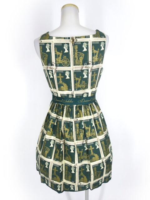 中古 Jane Marple Royal Stampのスクエアドレス ジェーンマープル ワンピース ロイヤルスタンプ 切手柄 94 2104 Mozago Com