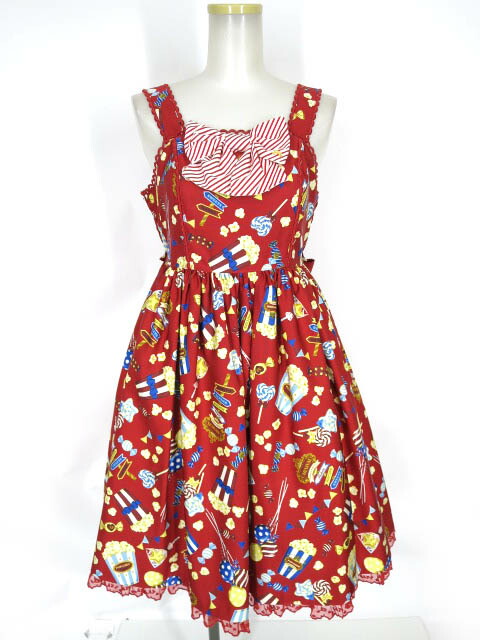 アンジェリックプリティ　タータンチェック肩リボンジャンパースカート ヘッドドレス Tartan Check Shoulder Ribbon JSK (2018) by Angelic Pretty