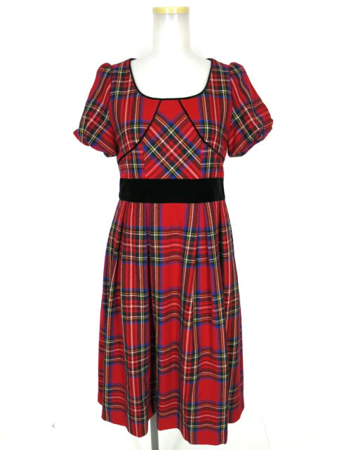 アンジェリックプリティ　タータンチェック肩リボンジャンパースカート ヘッドドレス Tartan Check Shoulder Ribbon JSK (2018) by Angelic Pretty