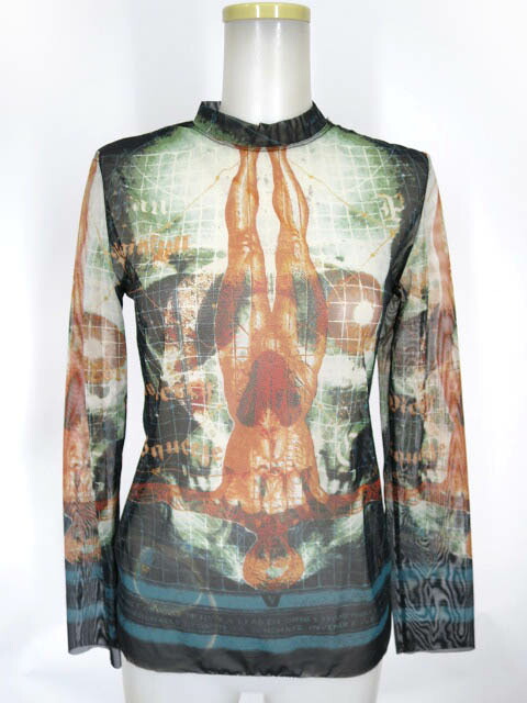【中古】 Jean Paul GAULTIER CLASSIQUE / スカル＆人体柄パワーネット長袖カットソー ジャンポールゴルチエ クラシック レディース B65120_2603｜Tokyo Alice 店