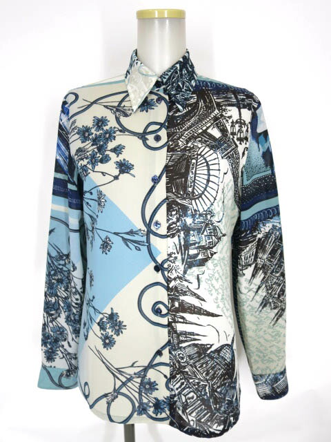 【中古】 Jean Paul GAULTIER FEMME / スカーフ柄ジョーゼットブラウス ジャンポールゴルチエ フェム レディース B65133_2603