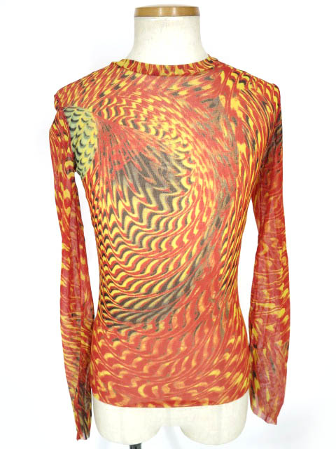 【中古】 Jean Paul GAULTIER HOMME / 孔雀模様柄パワーネット長袖カットソー ジャンポールゴルチエ オム B65699_2501
