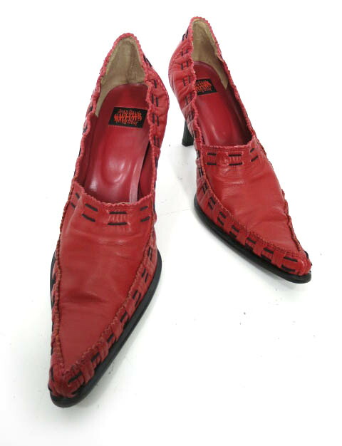 【中古】 Jean Paul GAULTIER / ポインテッドトゥ レザーハイヒール ジャンポールゴルチエ 24cm 赤 レッド 靴 シューズ B67953_2505｜Tokyo Alice 店