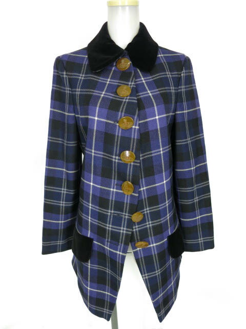 VivienneWestwood チェック柄カジュアルジャケット 希少 ヴィヴィアンウエストウッド 青チェック柄カジュアル