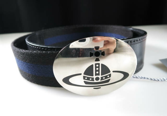 ヴィヴィアンウエストウッド　ベルト　オーブ金具　ブラック　レザー　ロゴ金具 LINE ORB BUCKLE ベルト(ブラック)（レディース）（1220951404