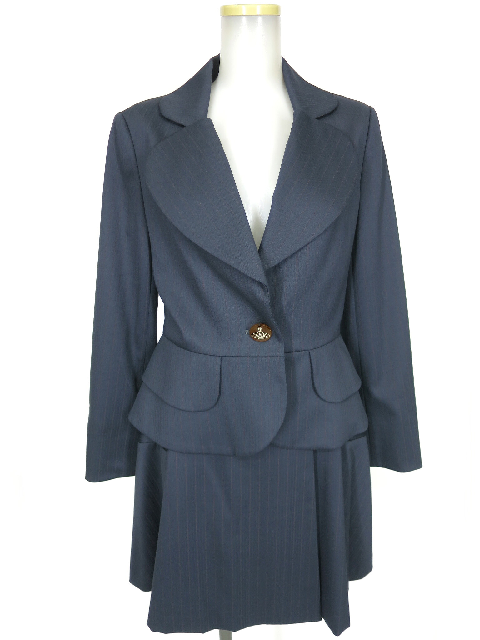 【中古】 Vivienne Westwood RED LABEL / 縞模様柄優しいこと上衣 \u0026 スコート セットアップ 背広 ヴィヴィアンウエストウッド 赤いこと付け紙  B73274_2602