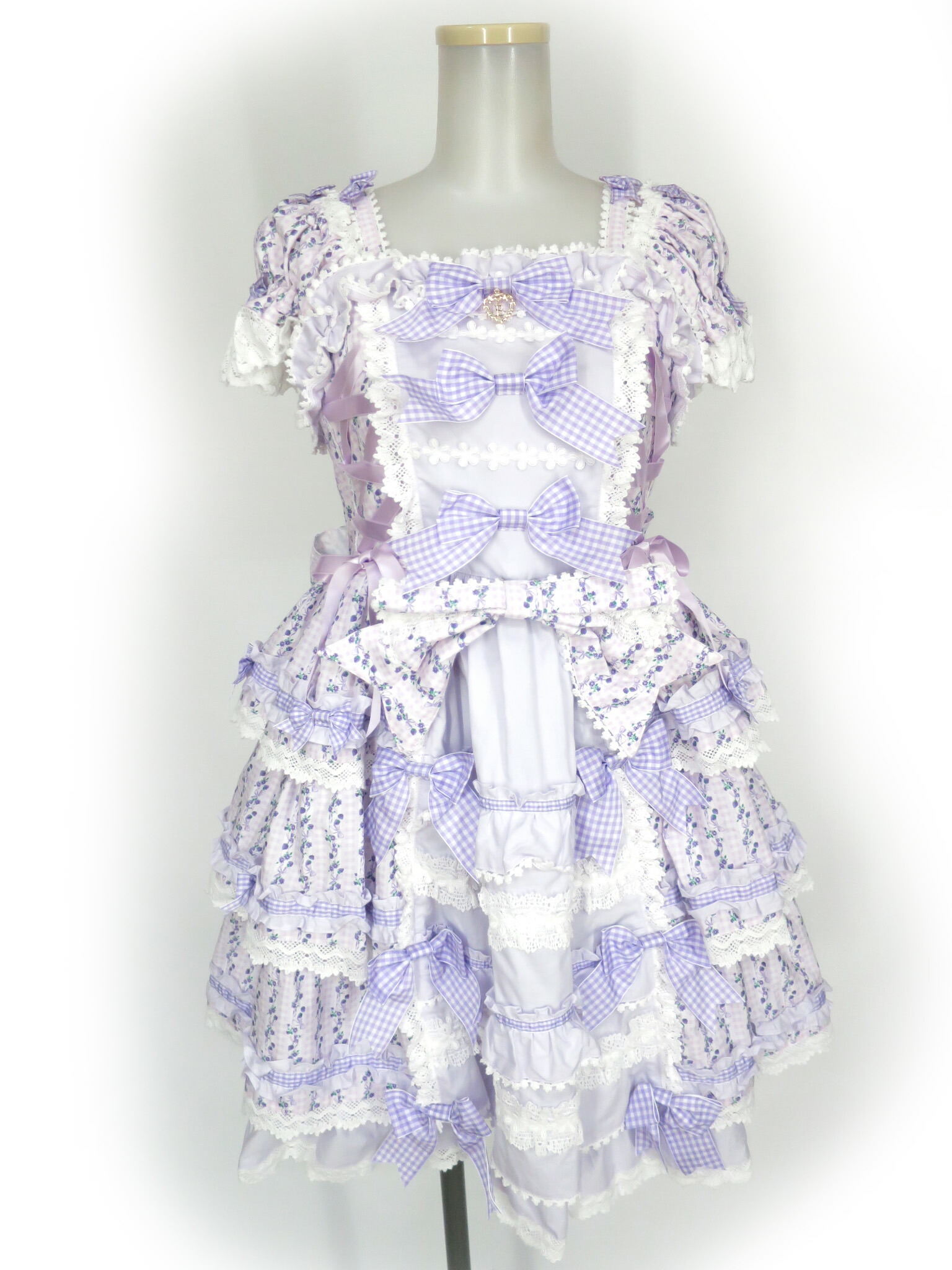 【中古】 BABY, THE STARS SHINE BRIGHT / Floriana Ribbon前掛けスコート ベイビーザスターズシャインブライト お花＆いちご×ギンガム B73536_2603