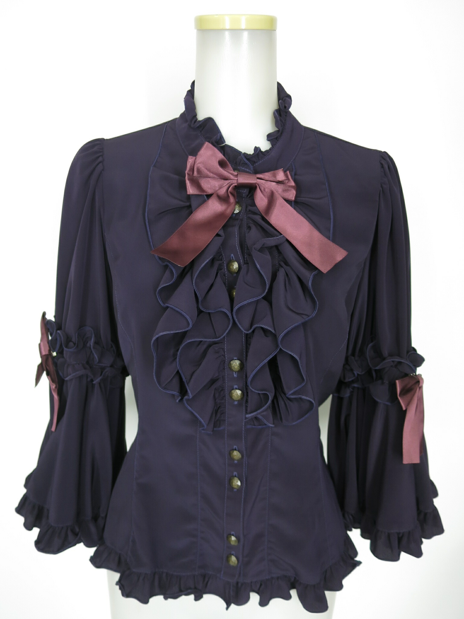 【中古】 Metamorphose / スタンドカラーフリル姫袖ブラウス メタモルフォーゼタンドゥフィーユ B74551_2604|Tokyo Alice 店
