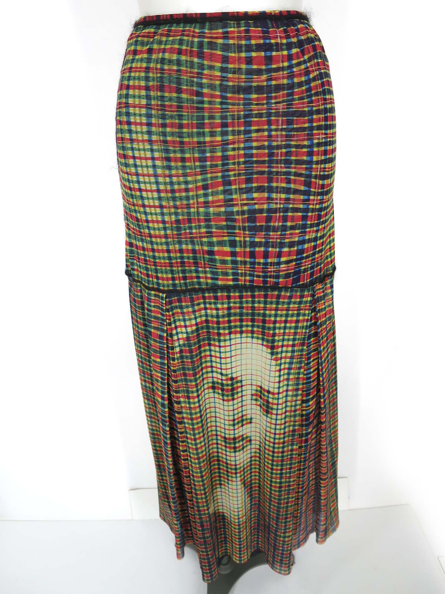 【中古】 Jean Paul GAULTIER FEMME / フェイス モザイクチェック柄パワーネットロングスカート ジャンポールゴルチエ フェム B76014_2607|Tokyo Alice 店